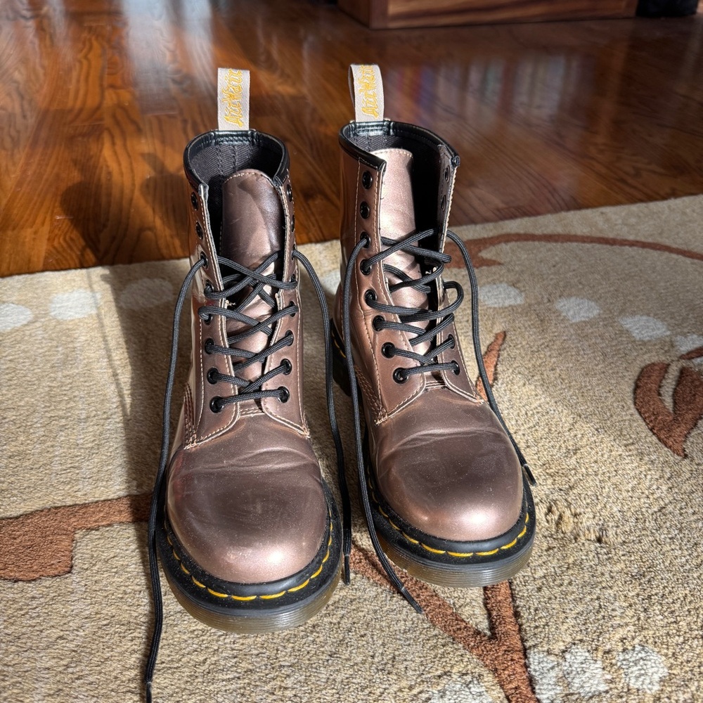 Dr. Martens Rose Gold Lace-Up Boots Size 7